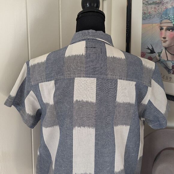 Current/Elliott Linen Shirt S Coastal Preppy Academia Minimalist Retro Chic - Picture 8 of 12
